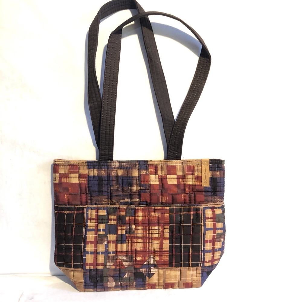 Donna Sharp Multicolor Quilted Shoulder Bag Outer And Inner Pockets Brown Red